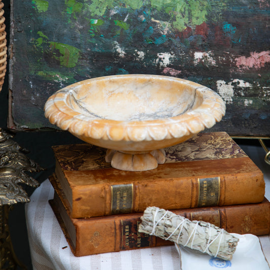 Vintage Alabaster Bird Bath Bowl