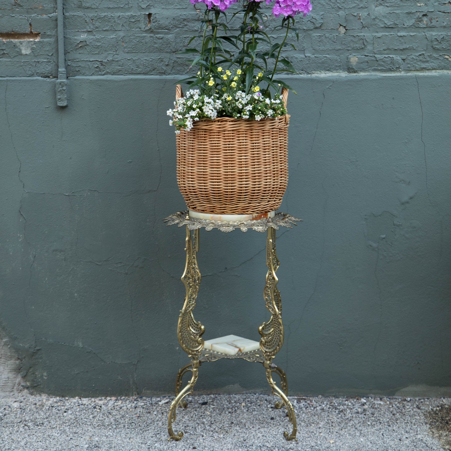Brass & Onyx Plant Stand