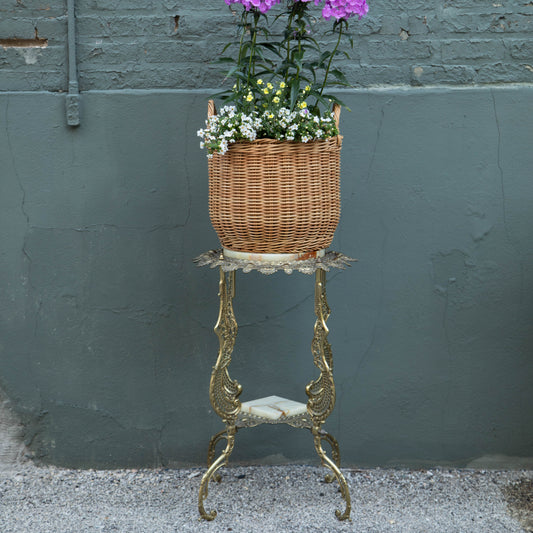 Brass & Onyx Plant Stand
