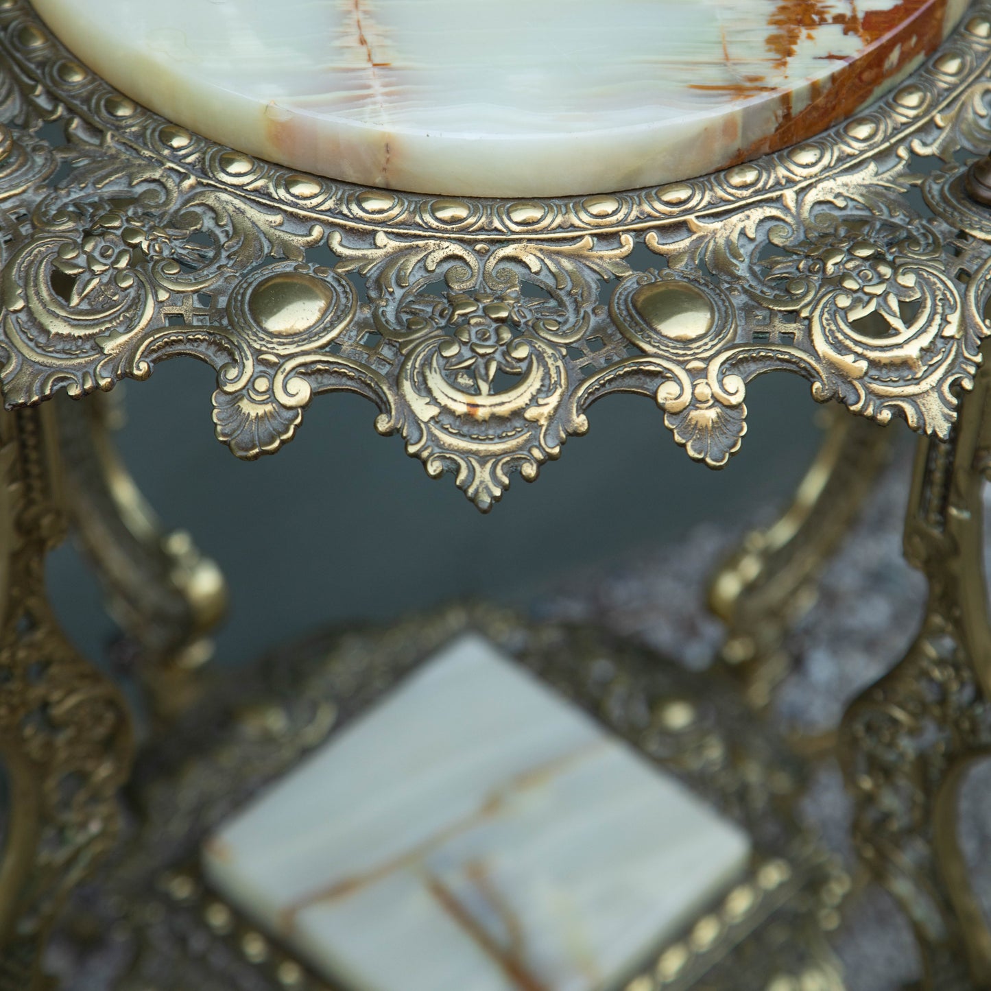 Brass & Onyx Plant Stand