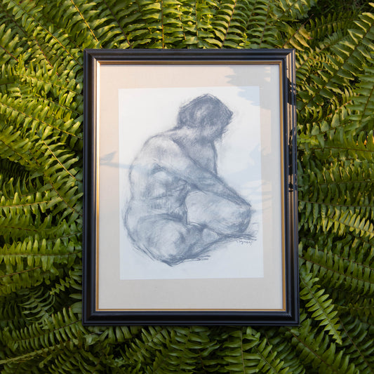 Framed Nude Sketch Print #6