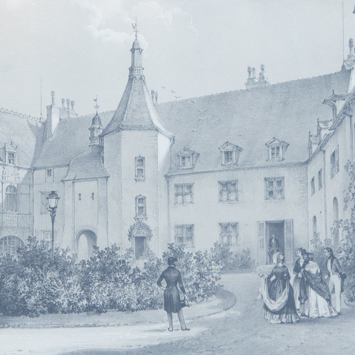 Framed Cour Du Chateau Print