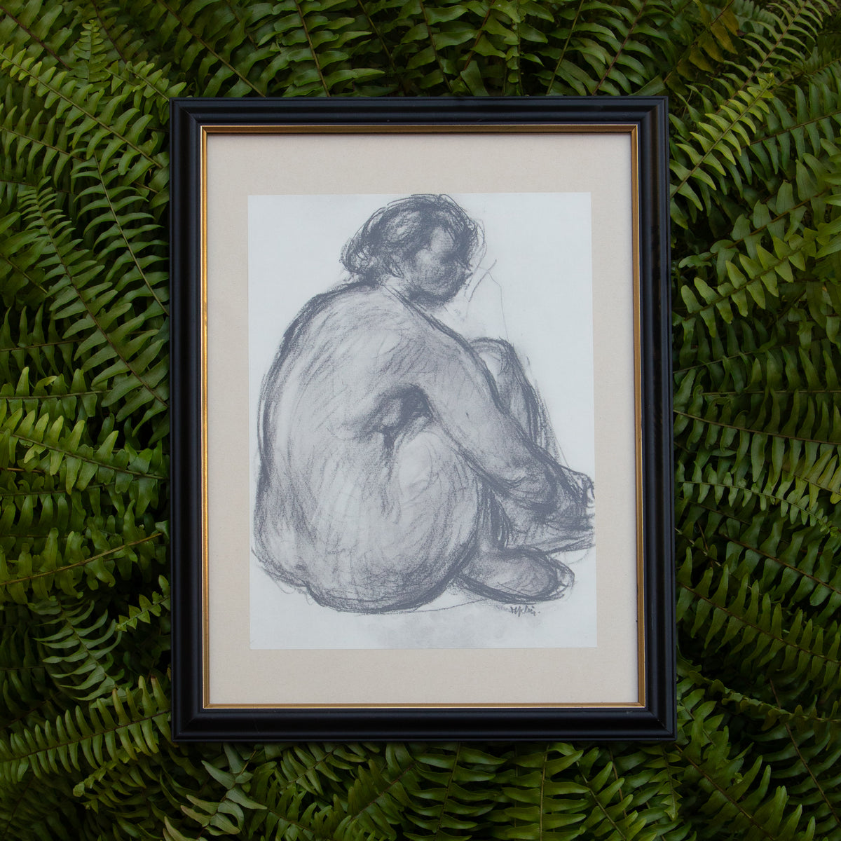 Framed Nude Sketch Print #8