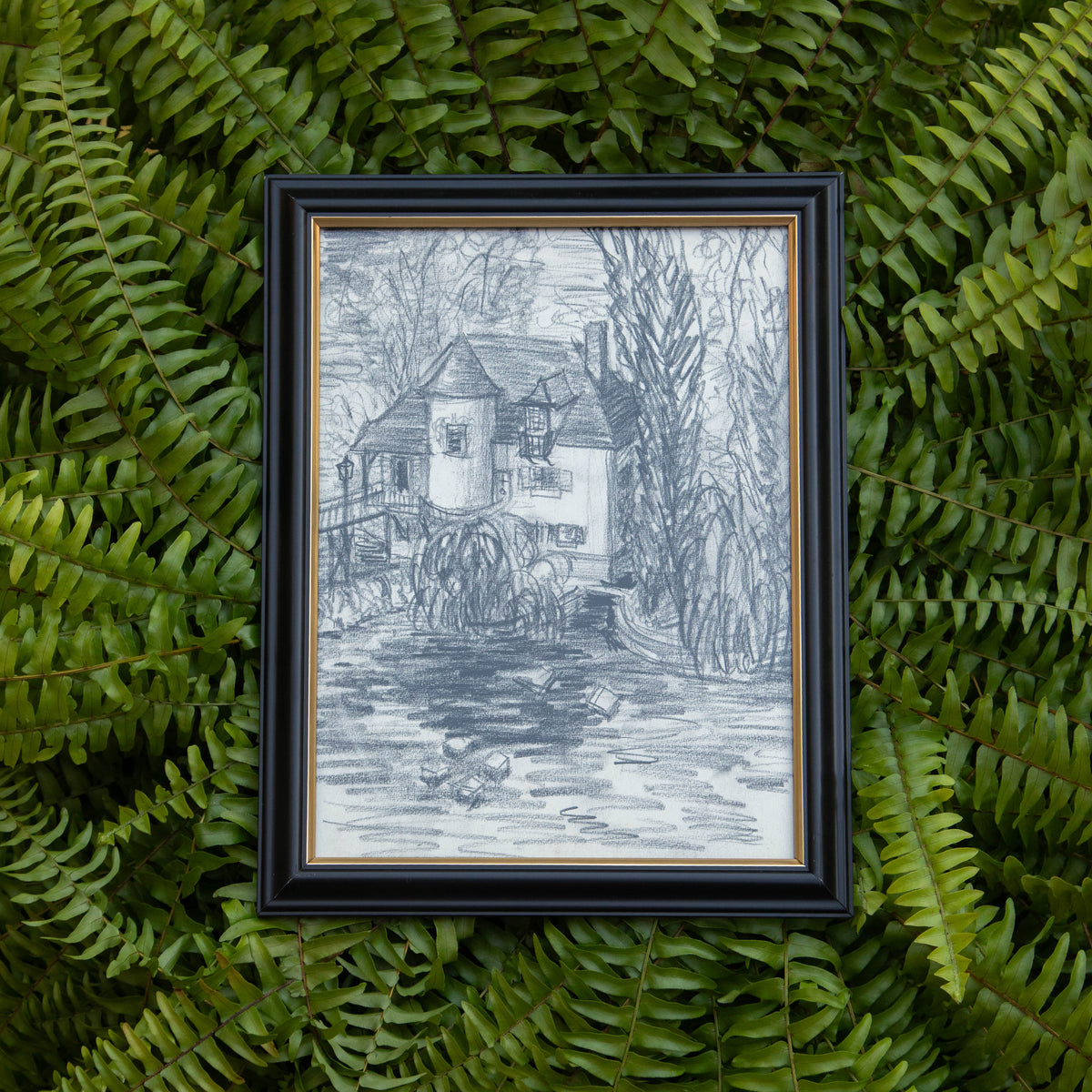 Framed Sketch of a House Print