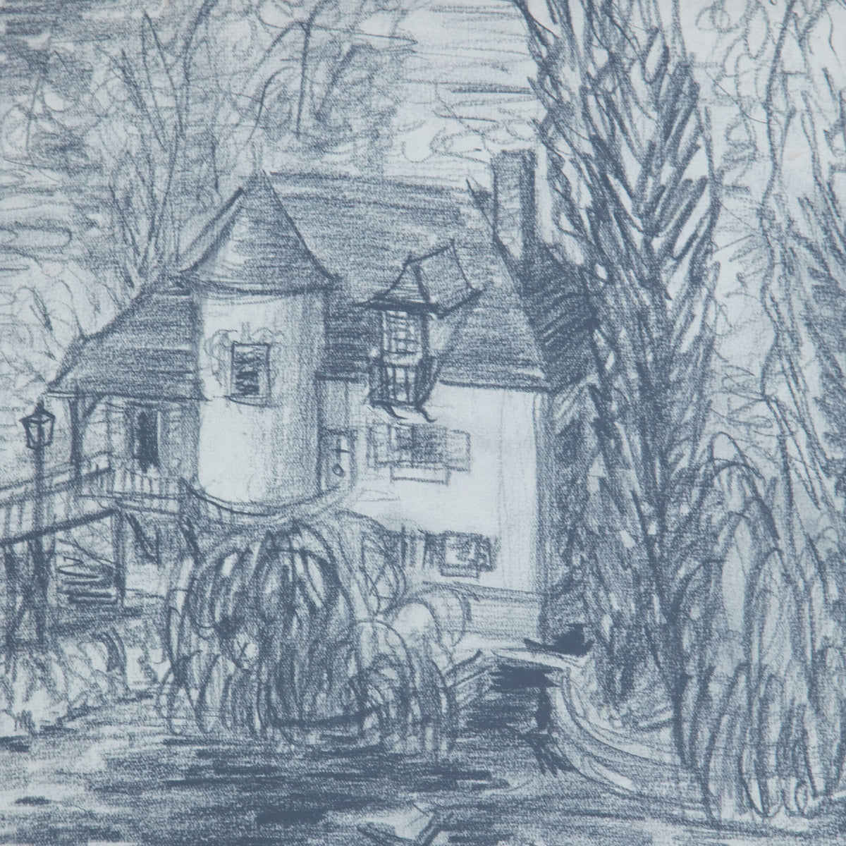 Framed Sketch of a House Print