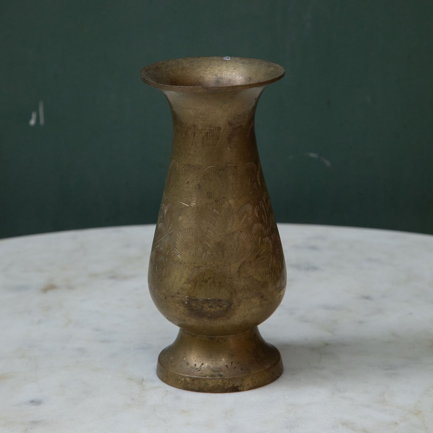 Vintage Brass Etched Vase