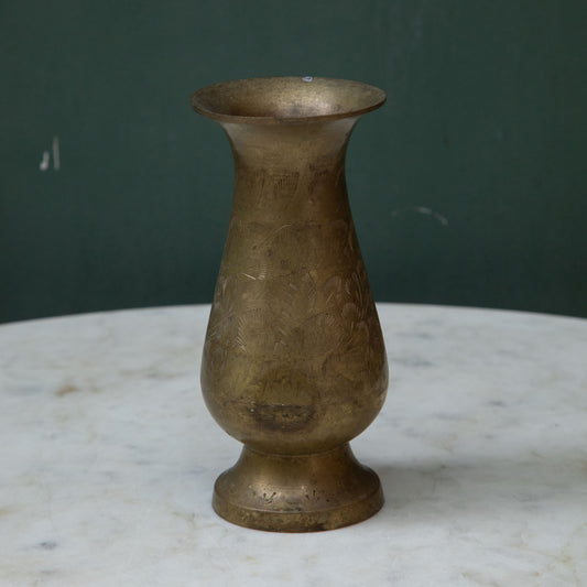 Vintage Brass Etched Vase