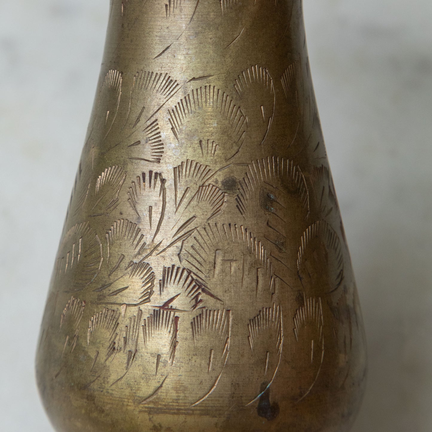 Vintage Brass Etched Vase