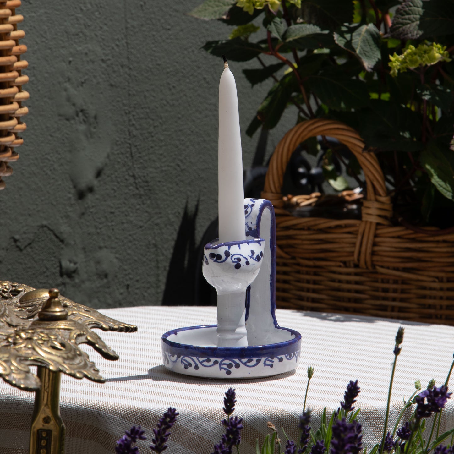 Handmade Blue & White Candlestick Holder