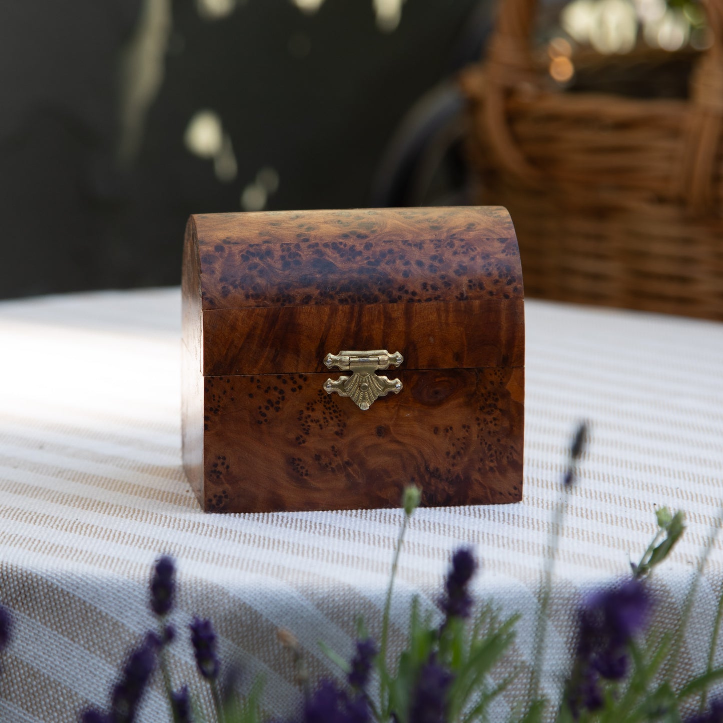Vintage Burl Wood Trinket Chest