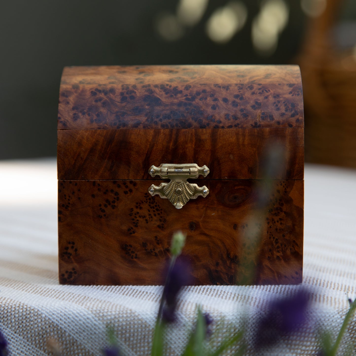 Vintage Burl Wood Trinket Chest