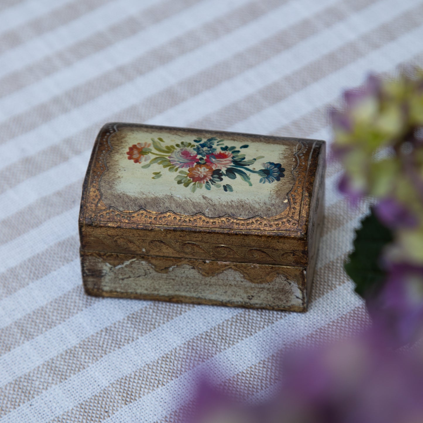 Gilt Wood Vintage Jewelry Box
