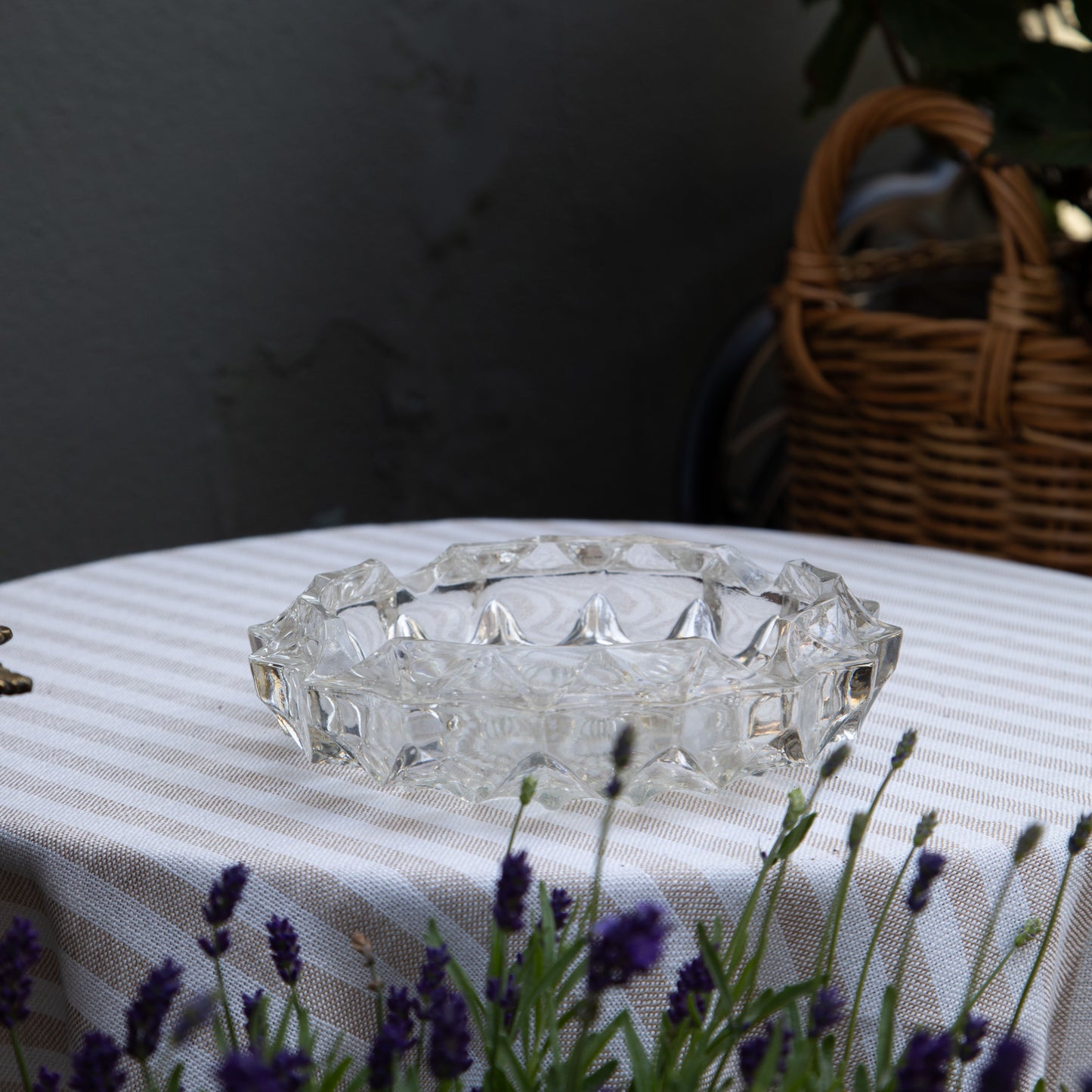 Vintage French Pressed Glass Ashtray