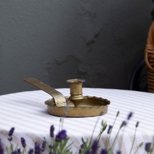 Vintage Etched Brass Chamberstick Candle Holder