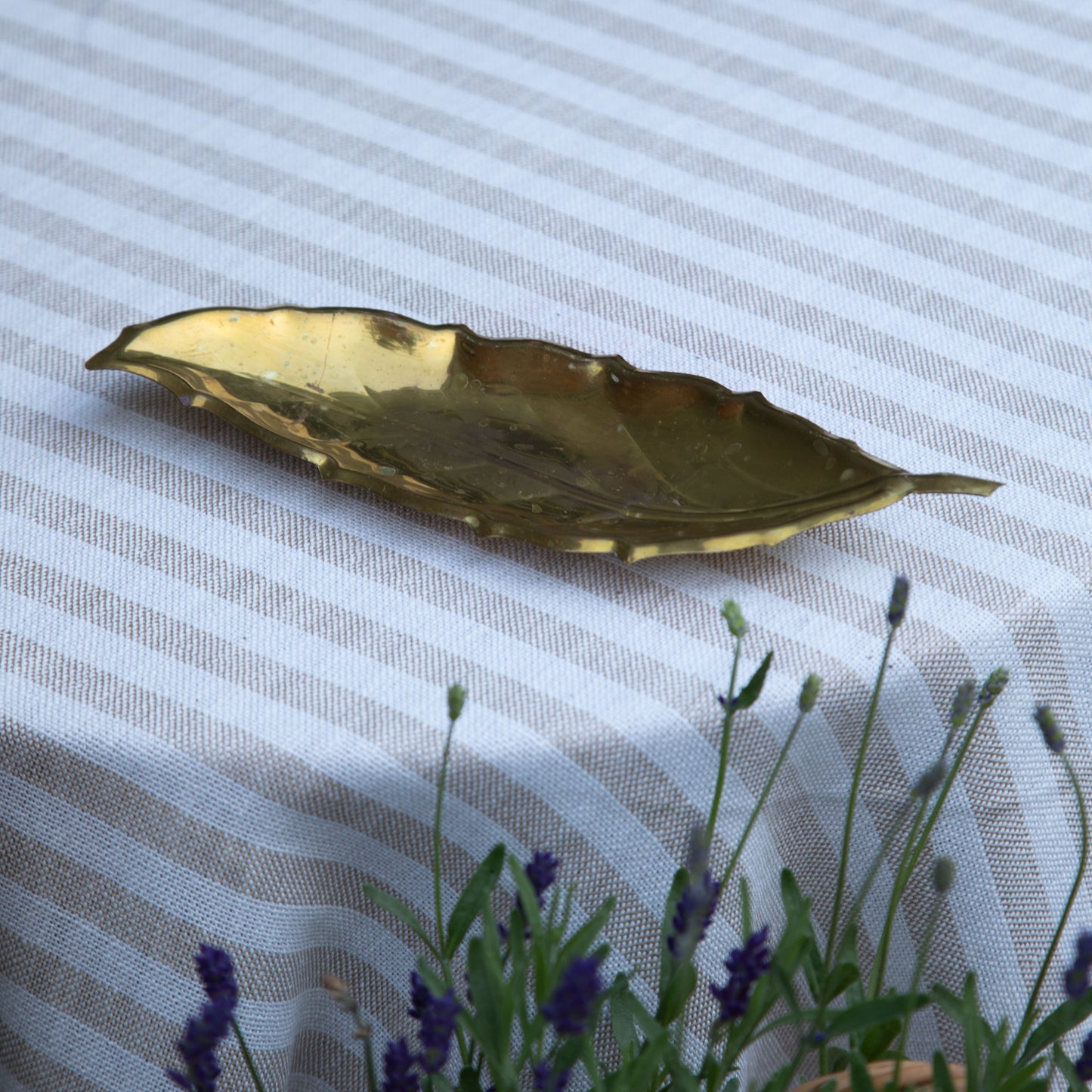 Vintage Brass Tabacco Leaf Dish
