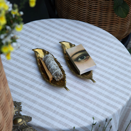 Vintage Brass Tabacco Leaf Dish