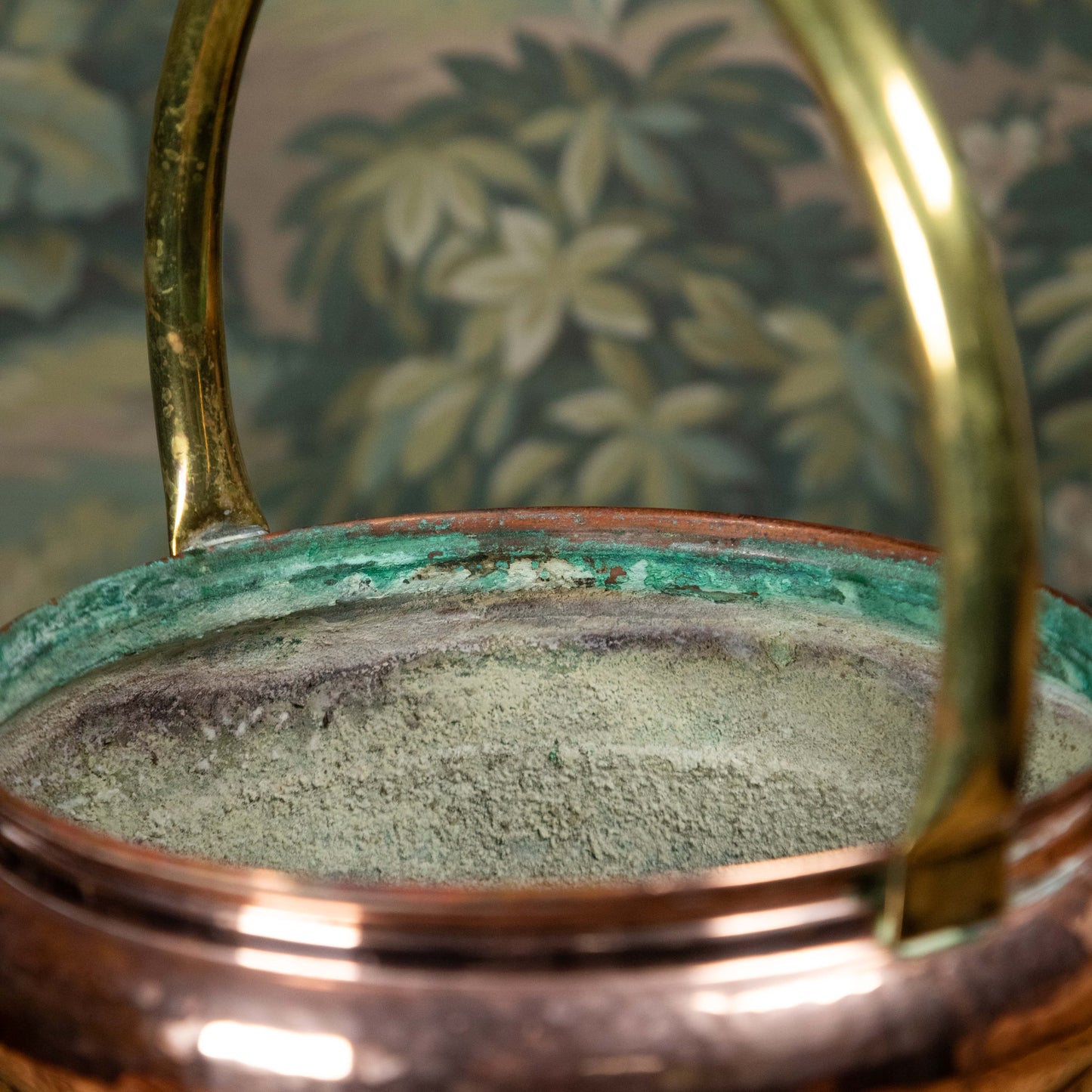 Copper and Brass Punch Tin Basket with Handles
