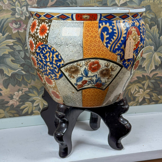 Vintage Japanese Planter with Stand