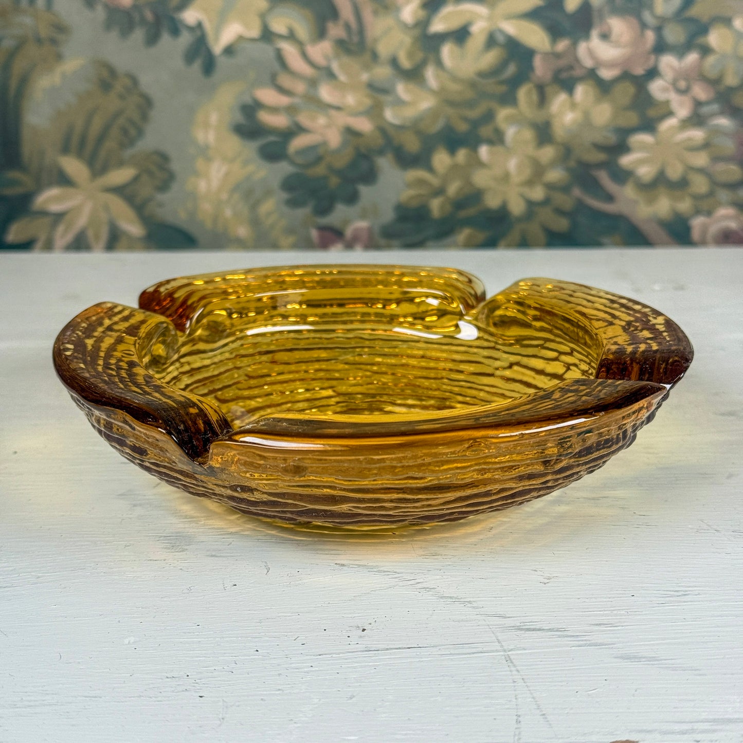 Vintage Amber Glass Ashtray