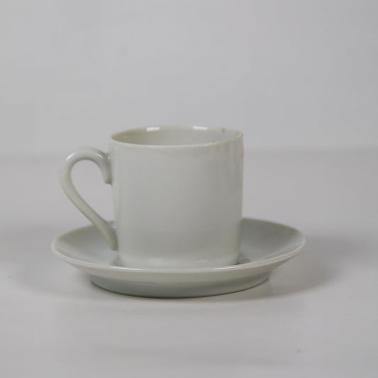 White Porcelain Espresso Cup & Saucers, set of 2