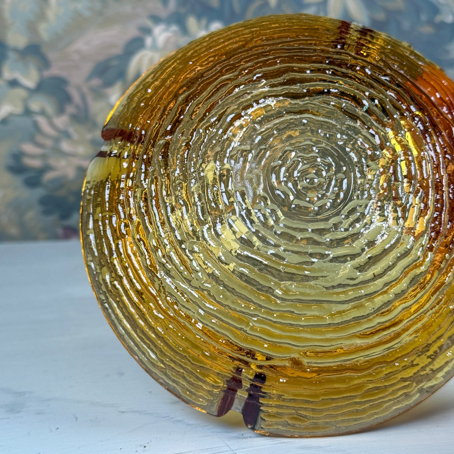 Vintage Amber Glass Ashtray