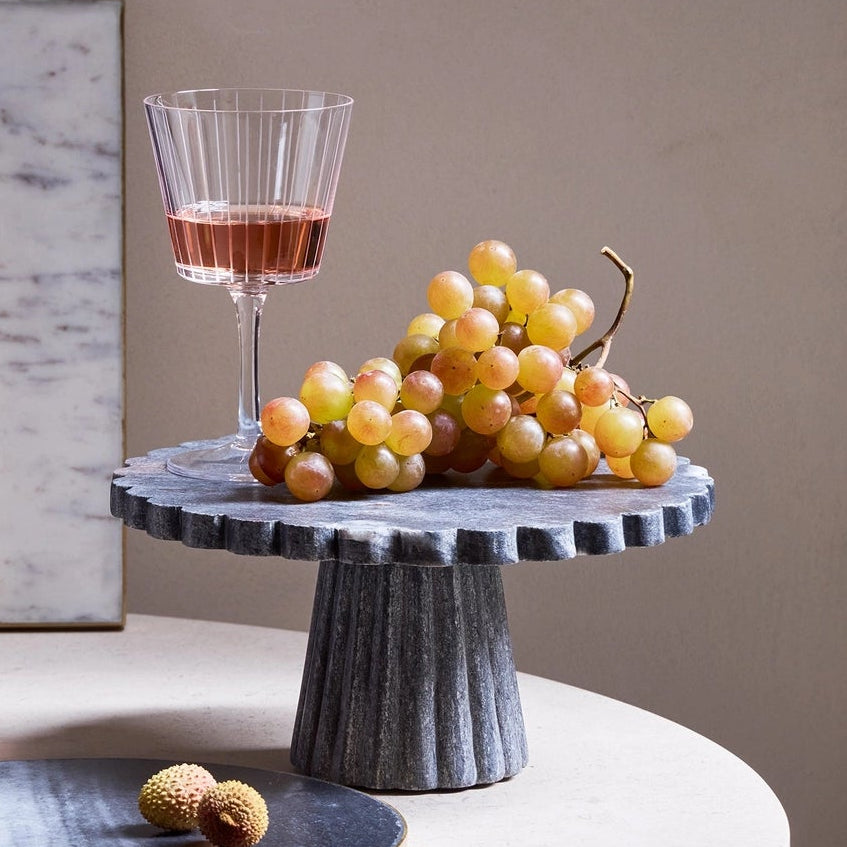 Verona Scalloped Marble Cake Stand
