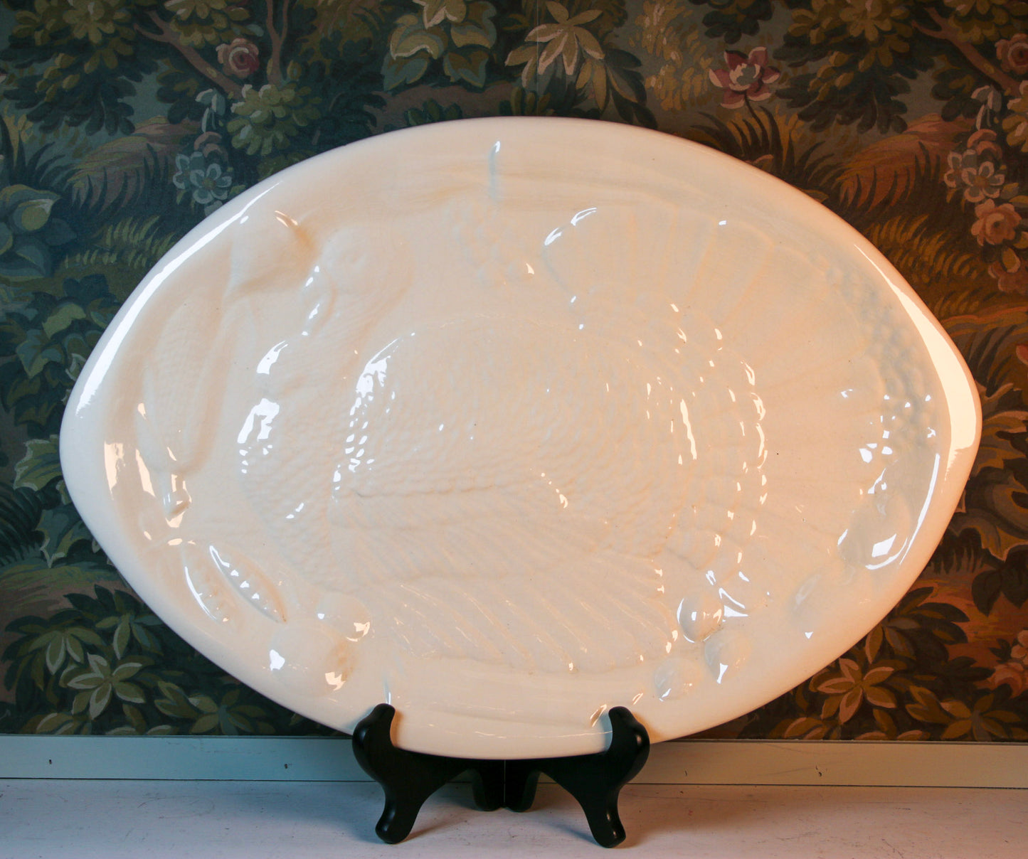 Vintage White Ceramic Turkey Platter
