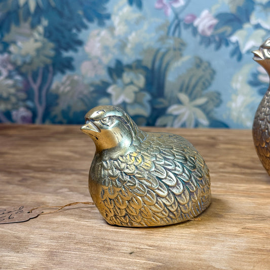 Pair of Brass Quails