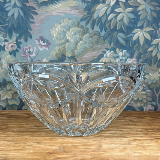 Etched Crystal Punch Bowl
