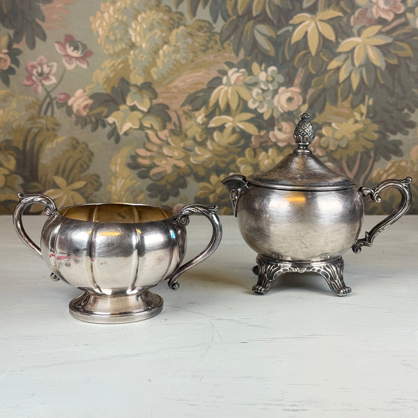 Vintage Silver Cream & Sugar Set
