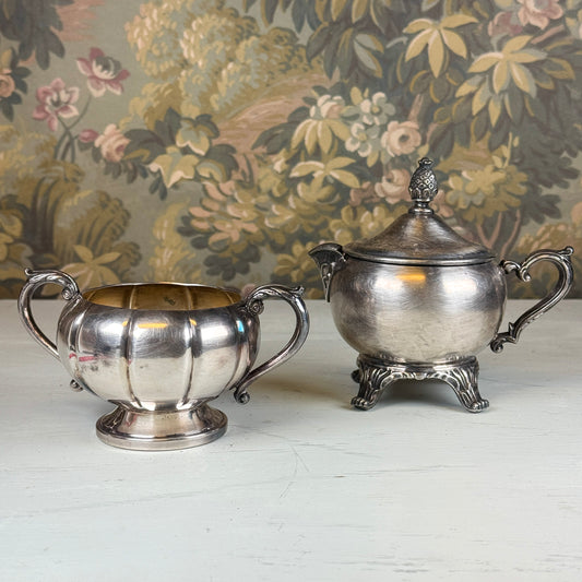 Vintage Silver Cream & Sugar Set