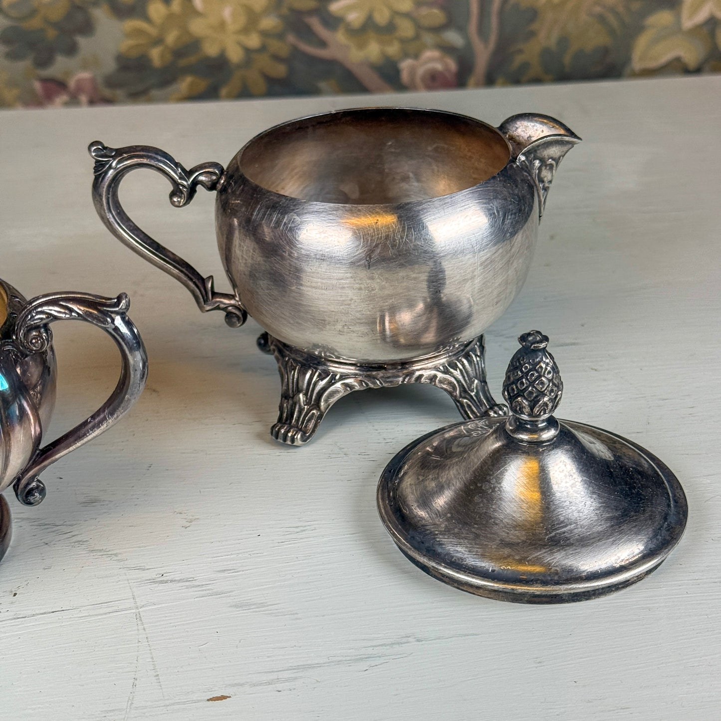 Vintage Silver Cream & Sugar Set