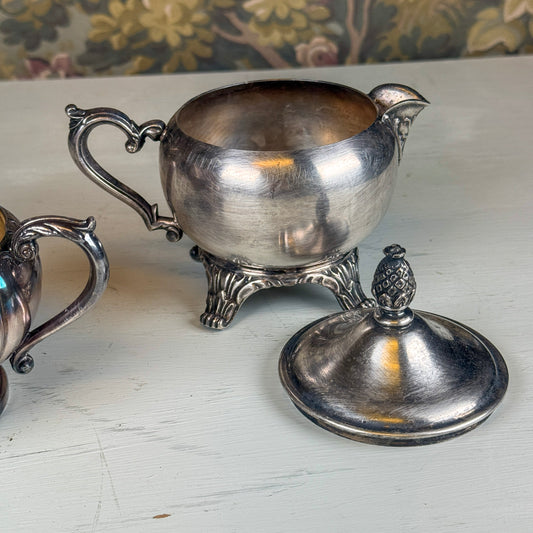 Vintage Silver Cream & Sugar Set