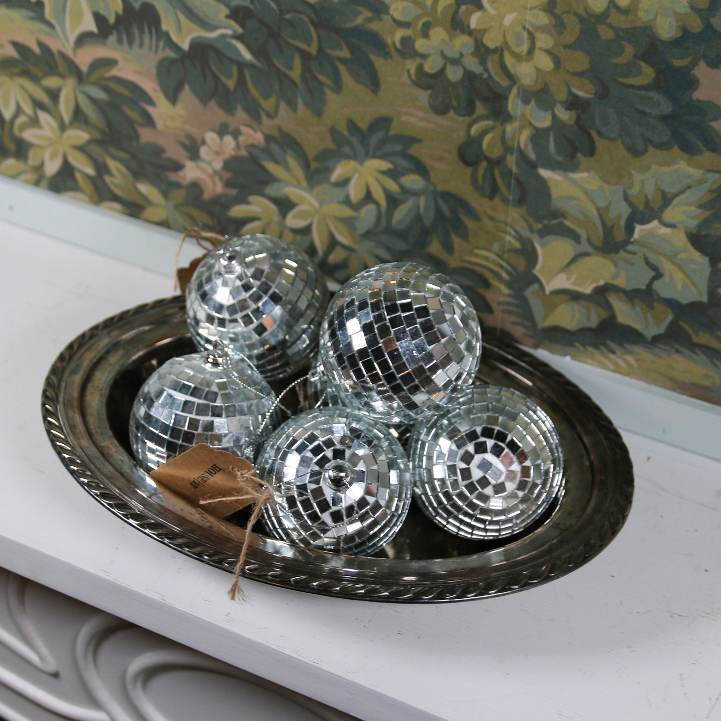 Oval Silver Dish with Rope Border