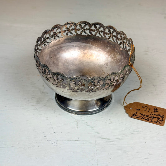 Silver Plated Pierced Pedestal Bowl