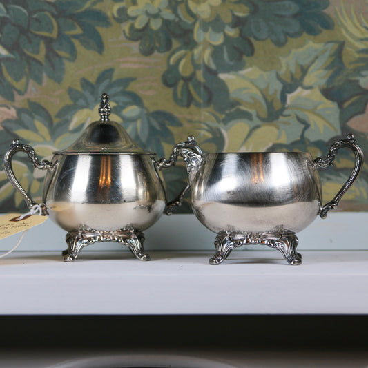 Ornate Silver Cream & Sugar Set