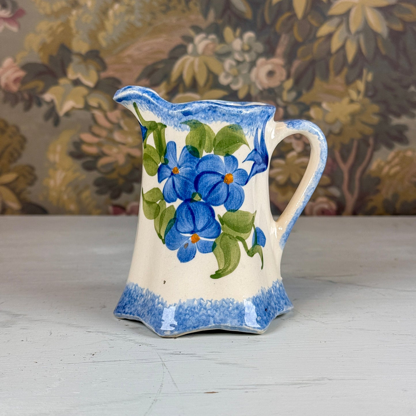 Blue Floral Ceramic Pitcher