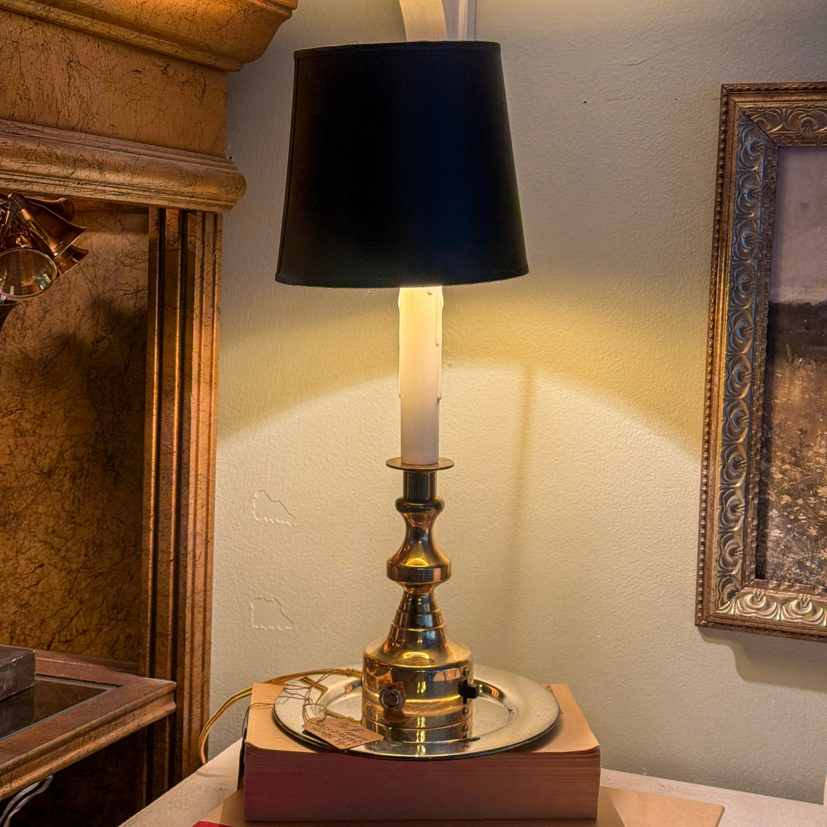 Vintage Brass Candlestick Lamp