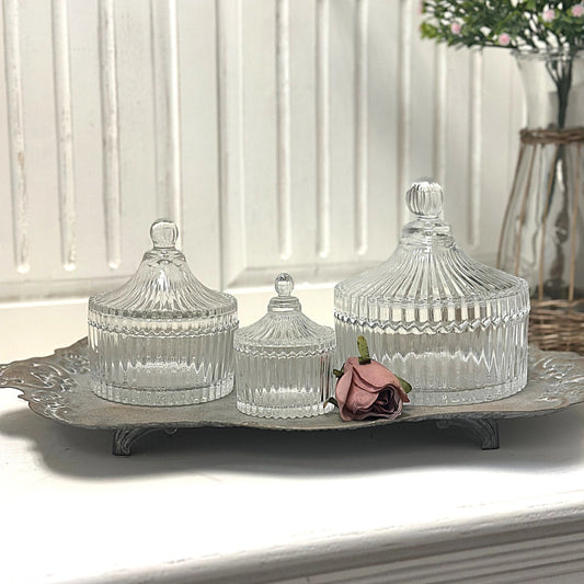 Ribbed Yurt Glass Jar with Lid