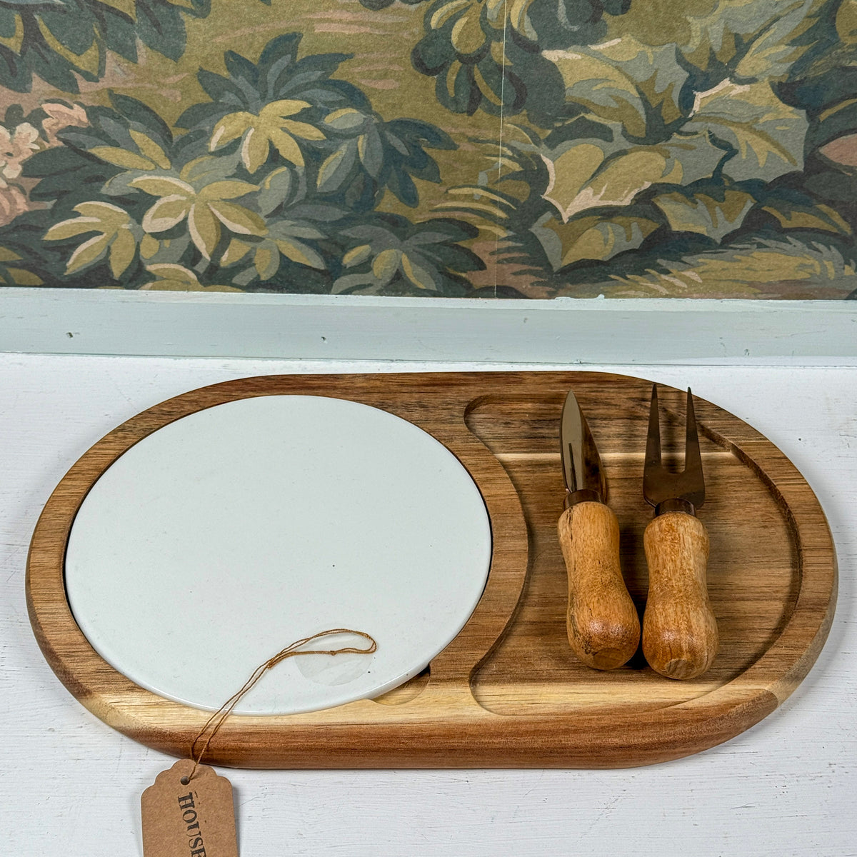Wood & Ceramic Cheese Board