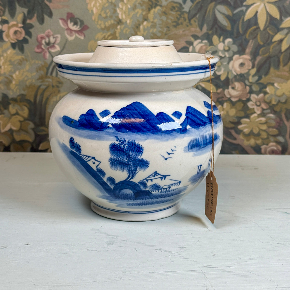 Lidded Blue & White Jar