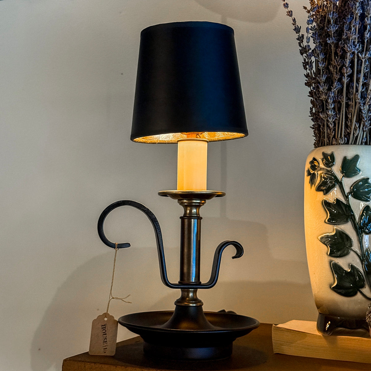 Black Wrought Iron Candlestick Lamp