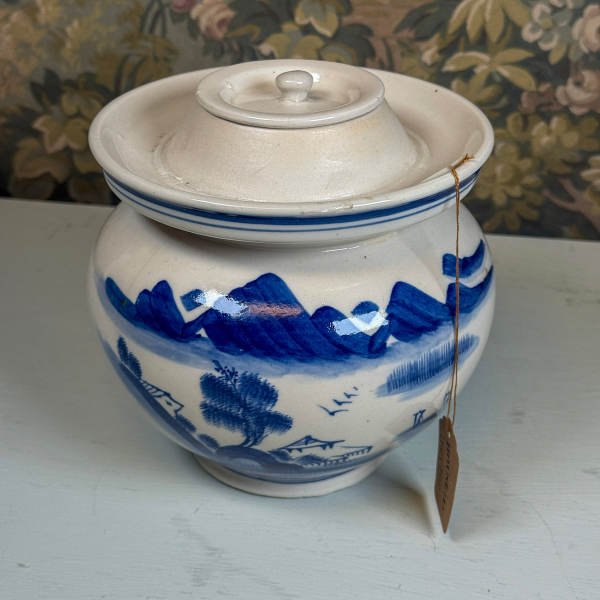 Lidded Blue & White Jar