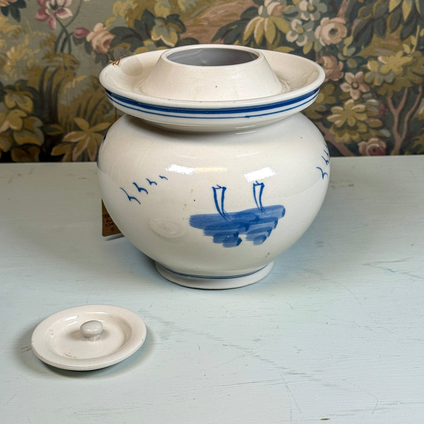 Lidded Blue & White Jar