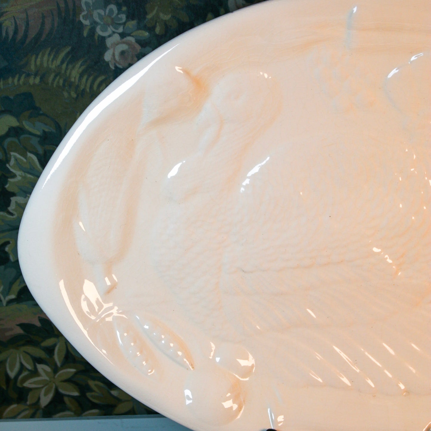 Vintage White Ceramic Turkey Platter