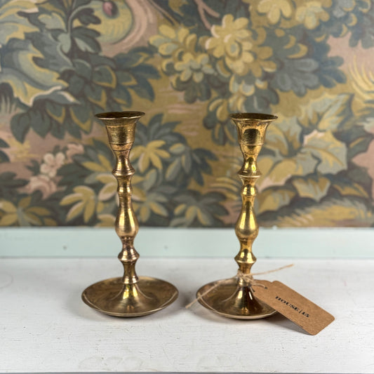 Brass Candlestick Pair, 6.5"