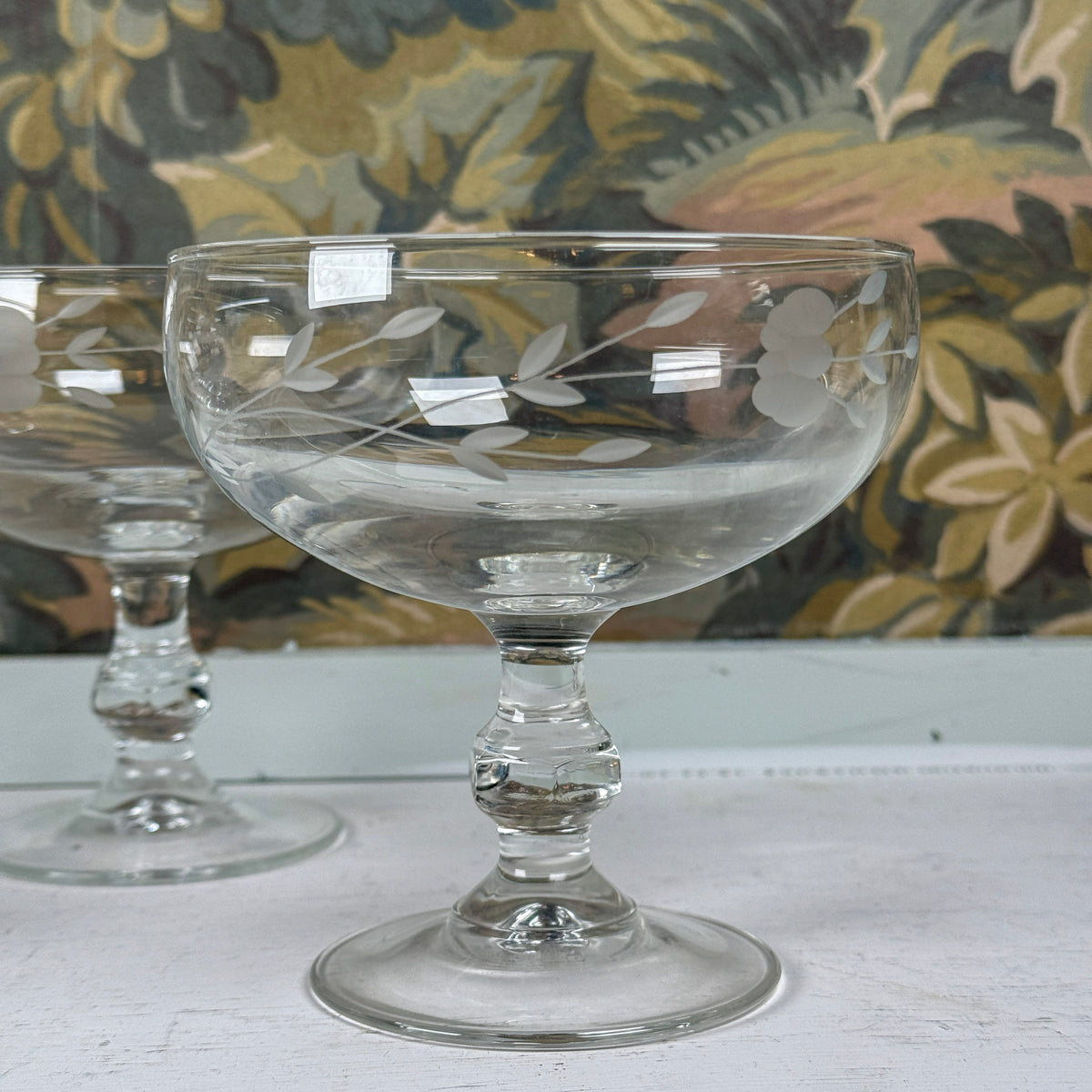 Etched Crystal Champagne Coups
