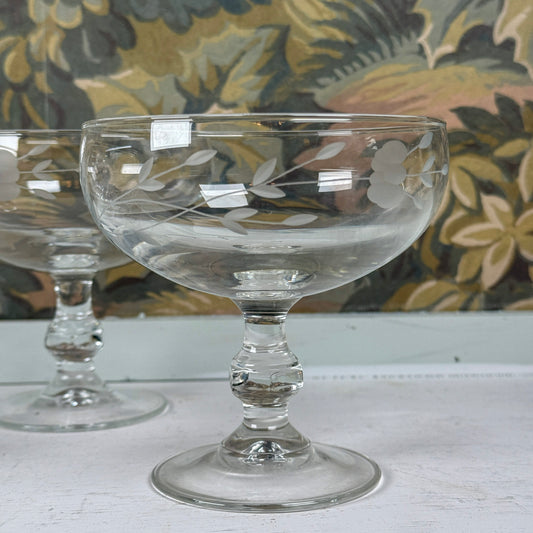 Etched Crystal Champagne Coups