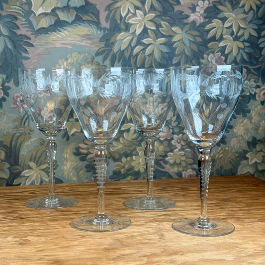 Large Etched Wine Glasses