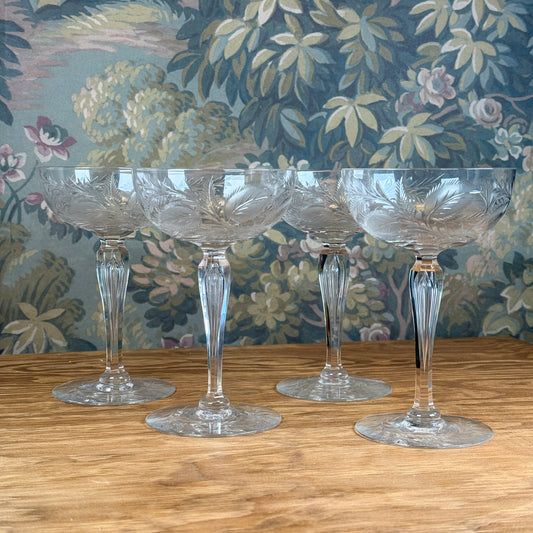 Vintage Etched Leaf Coupes